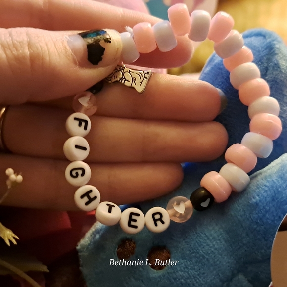 Breast Cancer Custom(&or Lung) Bracelet Made With Charm Pink&White Cute&Special - Picture 2 of 13